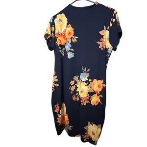 Blue and Orange Sheath Mini Dress Short Sleeve